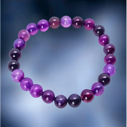 Ágata morada, pulsera de piedra natural hecha con cuentas de 8 mm.