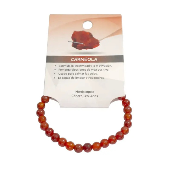 Pulsera de Cornalina 6mm – Energía Vital y Equilibrio | Piedra Natural