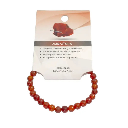 Pulsera de Cornalina 6mm – Energía Vital y Equilibrio | Piedra Natural