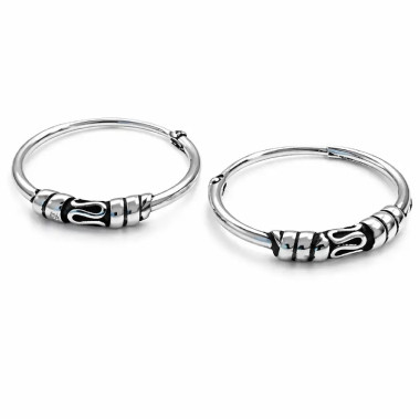 Aros de plata Bali 14mm. Aros plata de ley, venta online, plata 925.