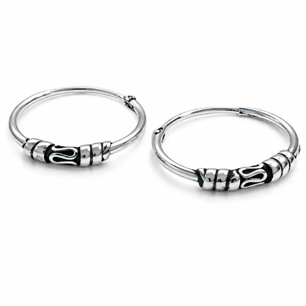Aros de plata Bali 14mm. Aros plata de ley, venta online, plata 925.
