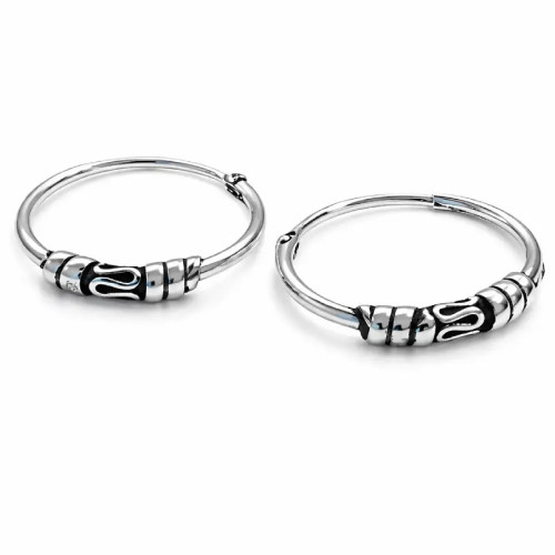 Aros de plata Bali 14mm. Aros plata de ley, venta online, plata 925.