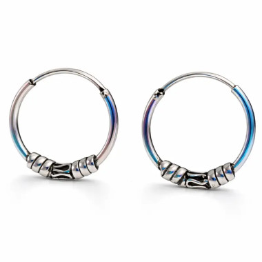 Aros de plata Bali 14mm. Aros plata de ley, venta online, plata 925. 2