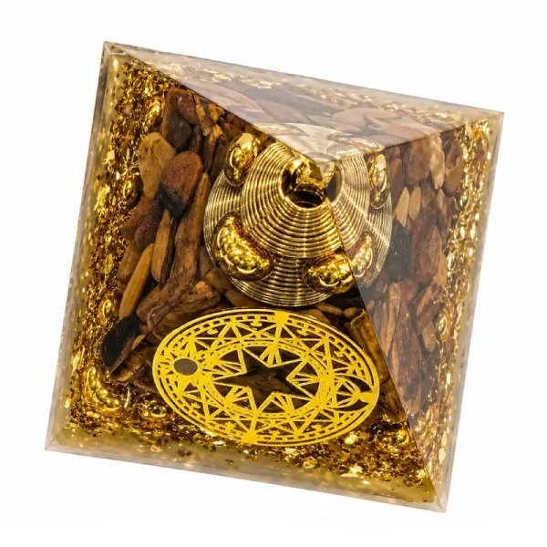 Pirámide de Orgonita, Ojo de Tigre, Punta Metálica – Protección