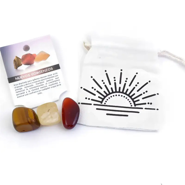 Kit de Minerales “Nuevos Comienzos – Cornalina, Ojo de Tigre y Citrino