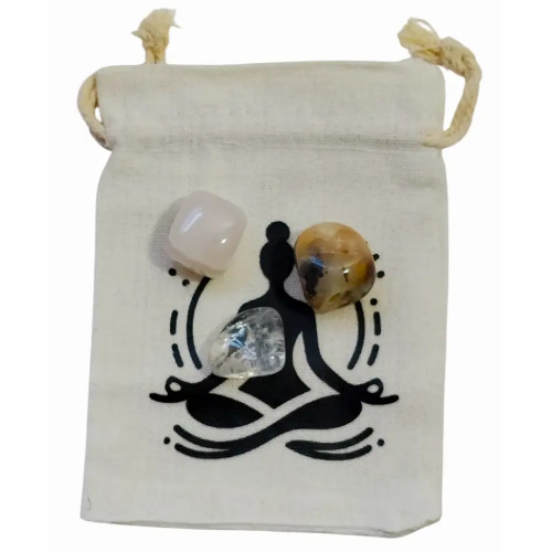 Kit de Minerales “Calma” – Cuarzo Blanco, Cuarzo Rosa y Amazonita