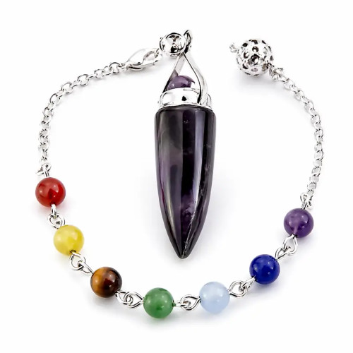 Péndulo de Amatista con Piedras de los Siete Chakras – Armonía