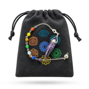 Péndulo de Amatista con Piedras de los Siete Chakras – Armonía 2