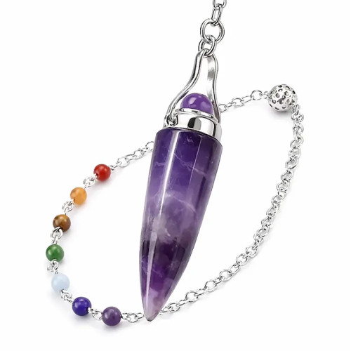 Péndulo de Amatista con Piedras de los Siete Chakras – Armonía