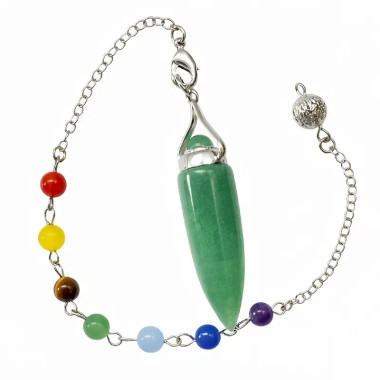 Pendulo de Aventurina Verde con Chakras – Equilibrio y energía positiva