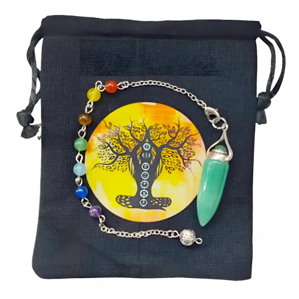 Pendulo de Aventurina Verde con Chakras – Equilibrio y energía positiva