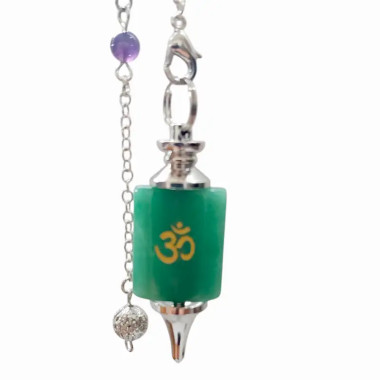 Péndulo de Aventurina Verde con Símbolo Om y Chakras 2