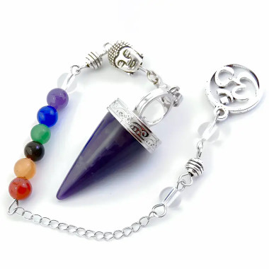 Péndulo de Amatista con Chakras y Símbolo Om – Claridad y Protección 2