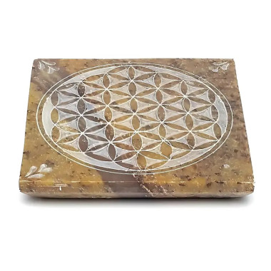 Quemador de Incienso Flor de la Vida – Esteatita Natural 10×10 cm