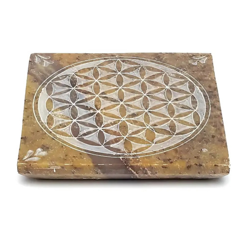 Quemador de Incienso Flor de la Vida – Esteatita Natural 10×10 cm