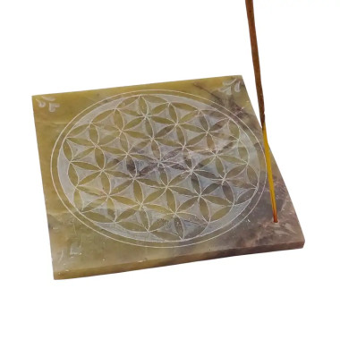 Quemador de Incienso Flor de la Vida – Esteatita Natural 10×10 cm 2