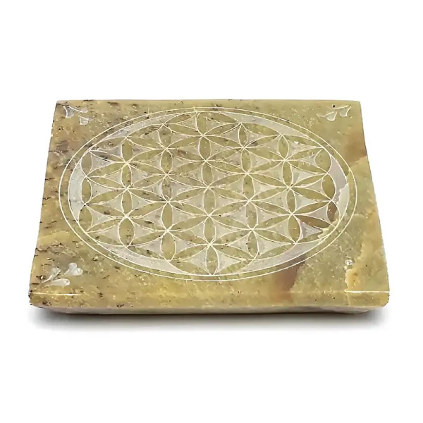 Quemador de Incienso Flor de la Vida – Esteatita Natural 10×10 cm