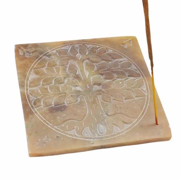 Quemador de Incienso Árbol de la Vida – Esteatita Natural 10×10 cm