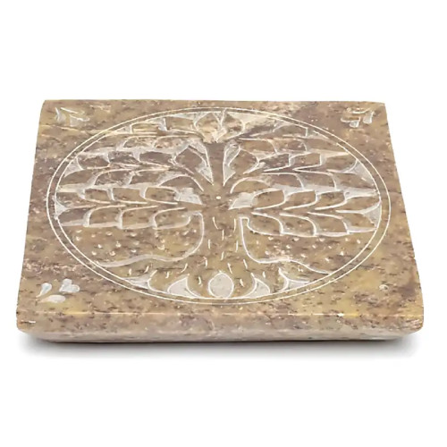 Quemador de Incienso Árbol de la Vida – Esteatita Natural 10×10 cm