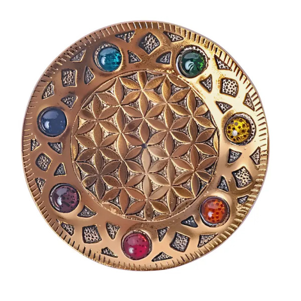 Porta Incienso Flor de la Vida Chapado en Cobre – Energía y Armonía