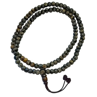 Japa Mala de Hueso Blanco y Negro – 108 Cuentas + Cuenta Gurú 2