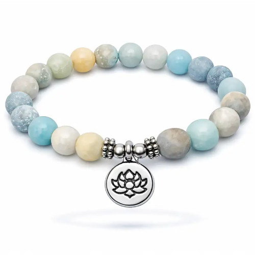Pulsera de Amazonita con Flor de Loto – Equilibrio y Energía Positiva