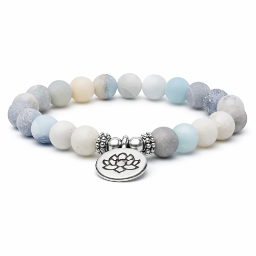 Pulsera de Amazonita con Flor de Loto – Equilibrio y Energía Positiva