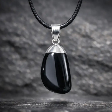 Colgante de Turmalina Negra con cordón – Equilibrio y Energía Positiva