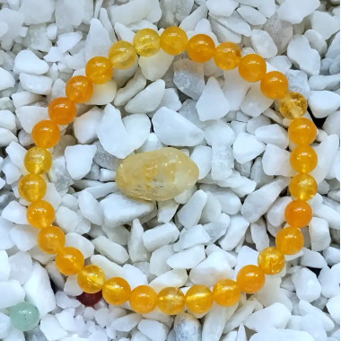 Pulsera de Cuarzo Citrino Natural Ajustable- 6mm