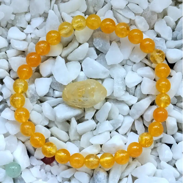 Pulsera de Cuarzo Citrino Natural Ajustable- 6mm