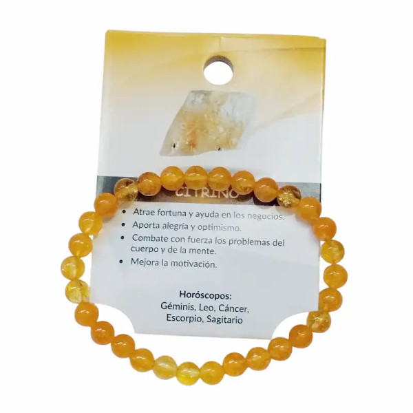 Pulsera de Cuarzo Citrino Natural Ajustable- 6mm