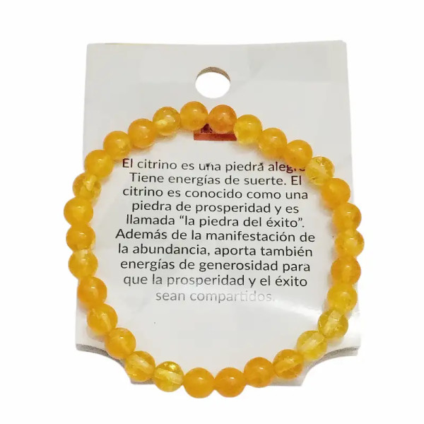 Pulsera de Cuarzo Citrino Natural Ajustable- 6mm
