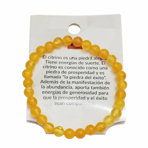 Pulsera de Cuarzo Citrino Natural Ajustable- 6mm