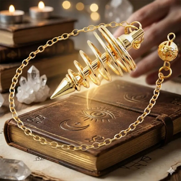 Péndulo Cónico Espiral Dorado | Radiestesia y Equilibrio espiritual