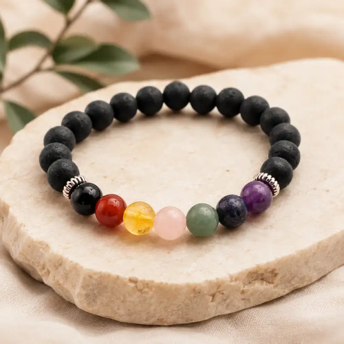 Pulsera de Shungita y 7 Chakras | Piedras Naturales