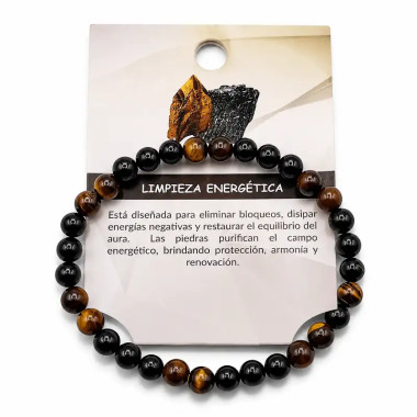 Pulsera de Turmalina y Ojo de Tigre Ajustable | Protección Natural