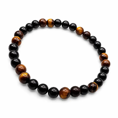 Pulsera de Turmalina y Ojo de Tigre Ajustable | Protección Natural