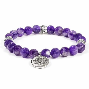 Pulsera Mala de Amatista con Loto | Paz y Equilibrio