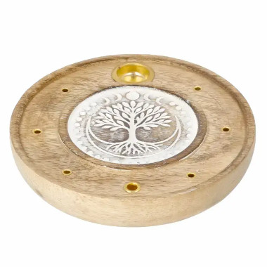 Porta Incienso Árbol de la Vida en Madera de Mango| Ritual Zen