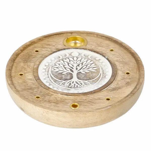 Porta Incienso Árbol de la Vida en Madera de Mango| Ritual Zen