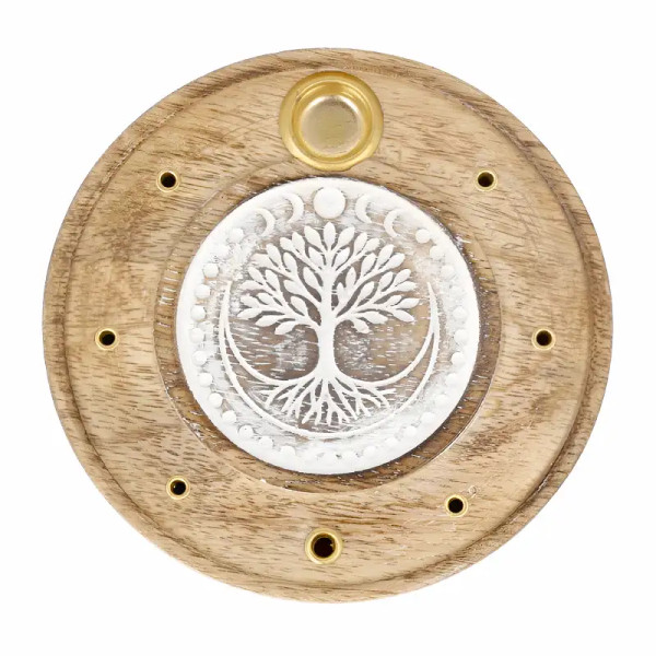 Porta Incienso Árbol de la Vida en Madera de Mango| Ritual Zen