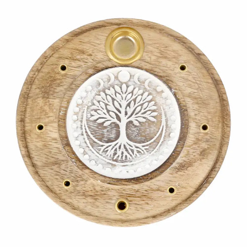 Porta Incienso Árbol de la Vida en Madera de Mango| Ritual Zen