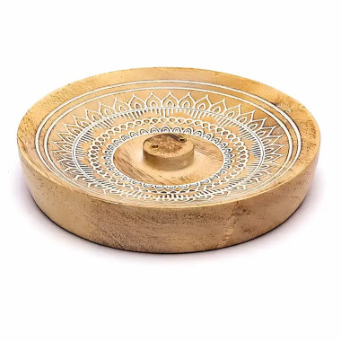 Quemador de Incienso Mandala de Madera de Mango 12,5 cm