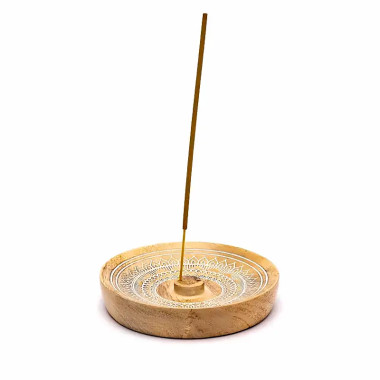 Quemador de Incienso Mandala de Madera de Mango 12,5 cm 2