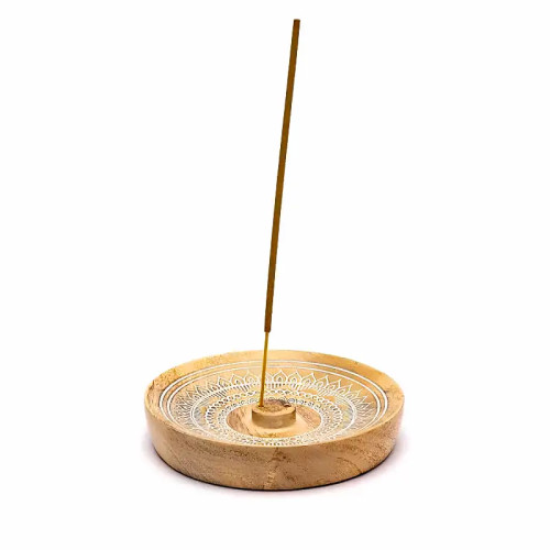Quemador de Incienso Mandala de Madera de Mango 12,5 cm