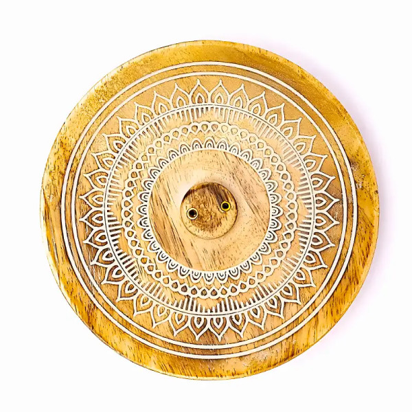 Quemador de Incienso Mandala de Madera de Mango 12,5 cm