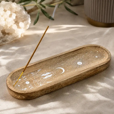 Porta Incienso Ritual Cósmico de Madera | Paz y Armonía