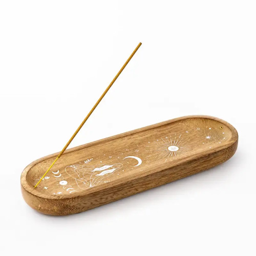 Porta Incienso Ritual Cósmico de Madera | Paz y Armonía