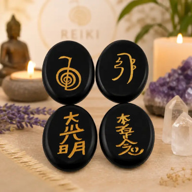 Piedras de Ónix con Símbolos Reiki | Pack 4 Unidades 2