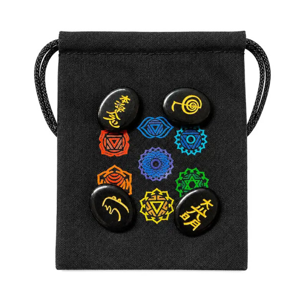 Piedras de Ónix con Símbolos Reiki | Pack 4 Unidades